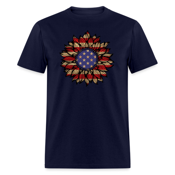 5069 1/4S Grunge American Flag Sunflower PREMIUM TSHIRT - navy