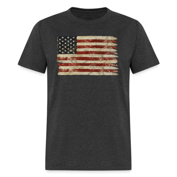 505 1/4S Distressed Flag PREMIUM TSHIRT - heather black