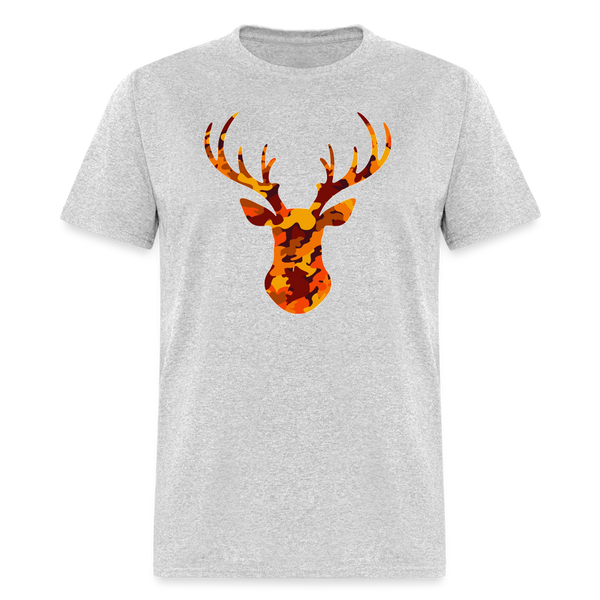 8258 1/4S Fall Inspired Camo Deer PREMIUM TSHIRT - heather gray