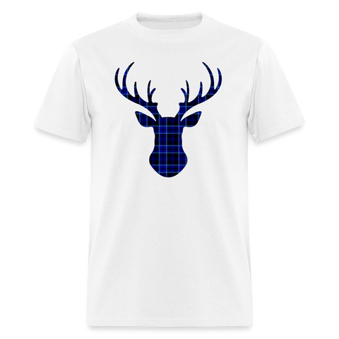 8347 1/4S Karen's Blue Tartan Deer PREMIUM TSHIRT - white