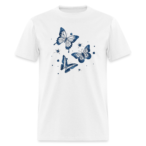 8369 1/4S Carol's DL Blue Marble Butterfly Trio PREMIUM TSHIRT - white