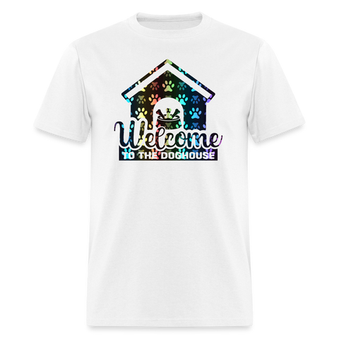 8366 1/4S Melissa's Colorful Paws Doghouse 2 PREMIUM TSHIRT - white