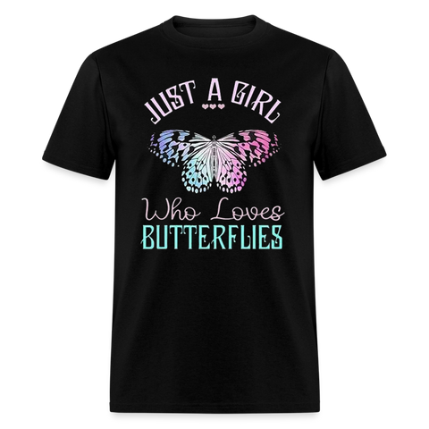 5062 1/4S Just A Girl Who Loves Butterflies PREMIUM TSHIRT - black