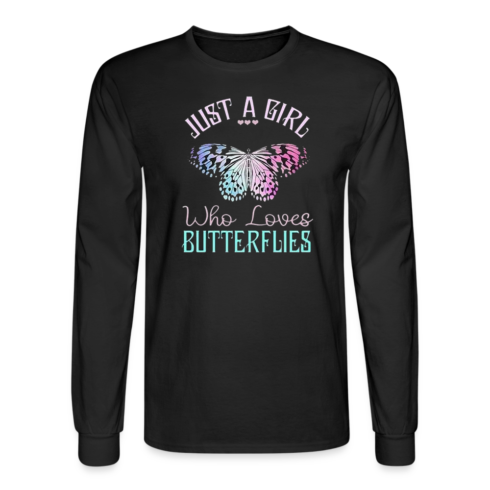 5096 4/4S Just A Girl Who Loves Butterflies PREMIUM TSHIRT - black