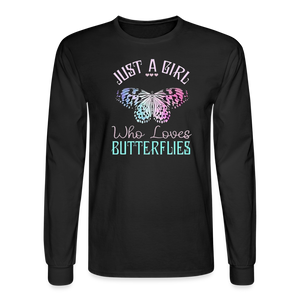 5096 4/4S Just A Girl Who Loves Butterflies PREMIUM TSHIRT - black