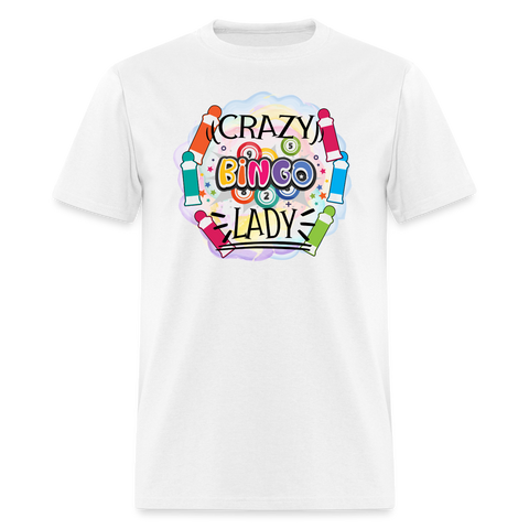 5098 1/4S Crazy Bingo Lady PREMIUM TSHIRT - white