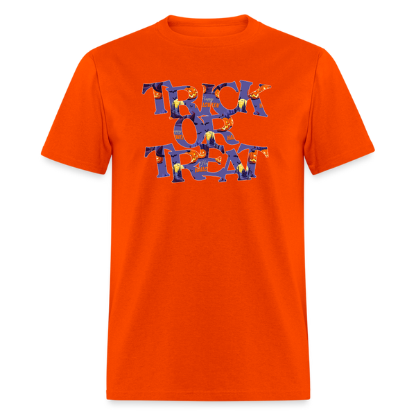 8042 1/4S Happy Halloween on Purple Trick or Treat PREMIUM TSHIRT - orange