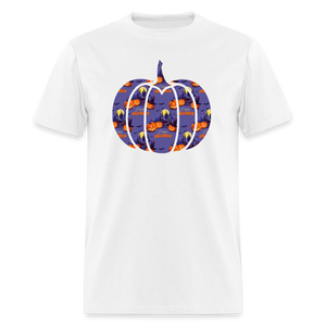 8042 1/4S Happy Halloween on Purple Pumpkin PREMIUM TSHIRT - white