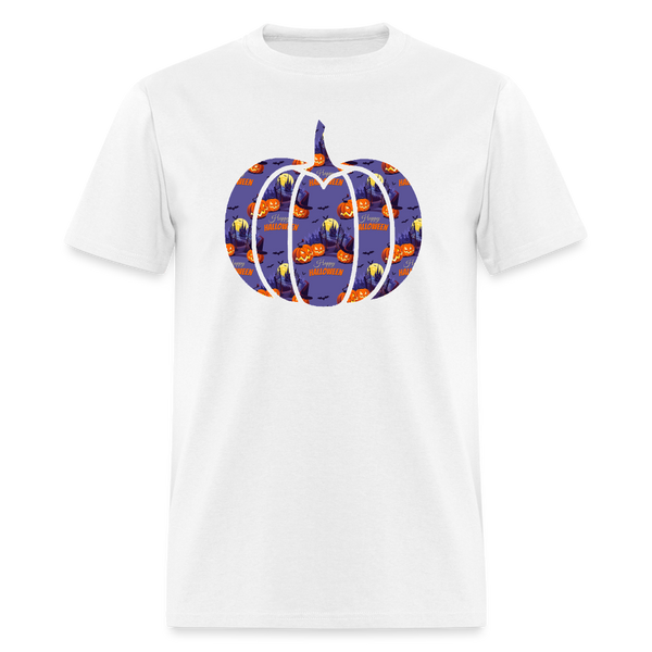 8042 1/4S Happy Halloween on Purple Pumpkin PREMIUM TSHIRT - white