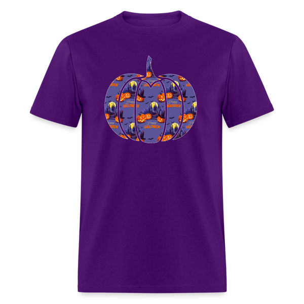 8042 1/4S Happy Halloween on Purple Pumpkin PREMIUM TSHIRT - purple