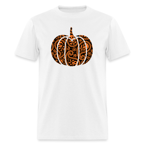 8048 1/4S Paisley Skulls Pumpkin PREMIUM TSHIRT - white