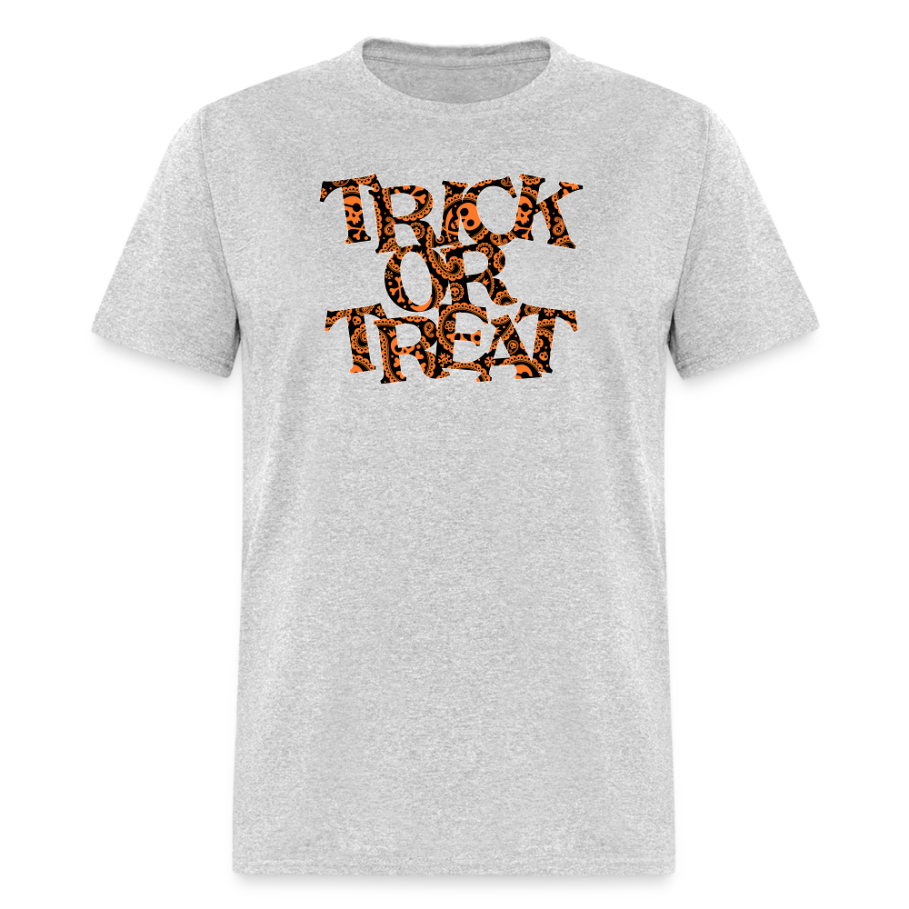 8048 1/4S Paisley Skulls Trick or Treat PREMIUM TSHIRT - heather gray