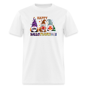 5133 1/4S Happy HalloThanksMas Gnomes PREMIUM TSHIRT - white