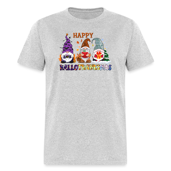 5133 1/4S Happy HalloThanksMas Gnomes PREMIUM TSHIRT - heather gray