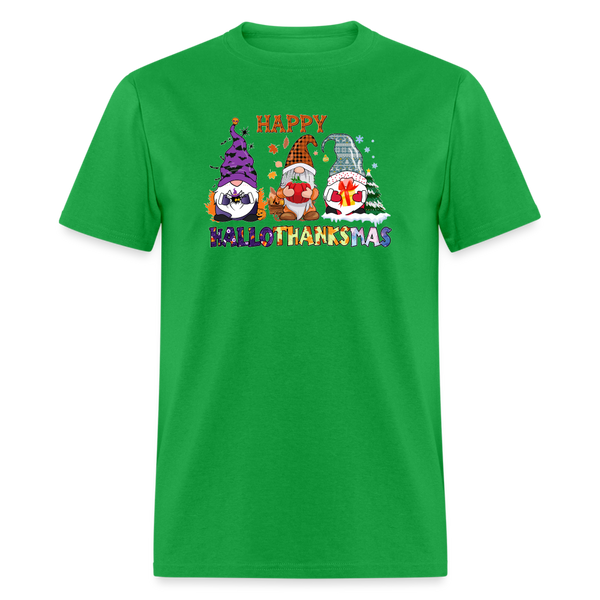 5133 1/4S Happy HalloThanksMas Gnomes PREMIUM TSHIRT - bright green