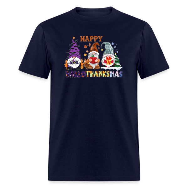 5133 1/4S Happy HalloThanksMas Gnomes PREMIUM TSHIRT - navy