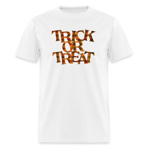 8051 1/4S Pumpkin Plaid #2 Trick or Treat PREMIUM TSHIRT - white