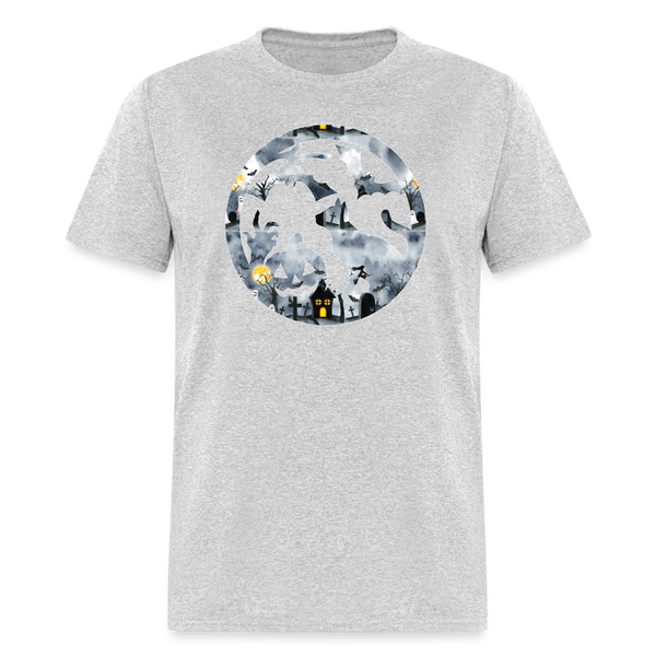 8052 1/4S Down Spooky Lane Cat Circle PREMIUM TSHIRT - heather gray