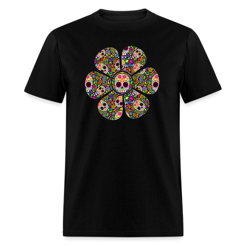 8384 1/4S Joy's Sugar Skulls Flower PREMIUM TSHIRT - black