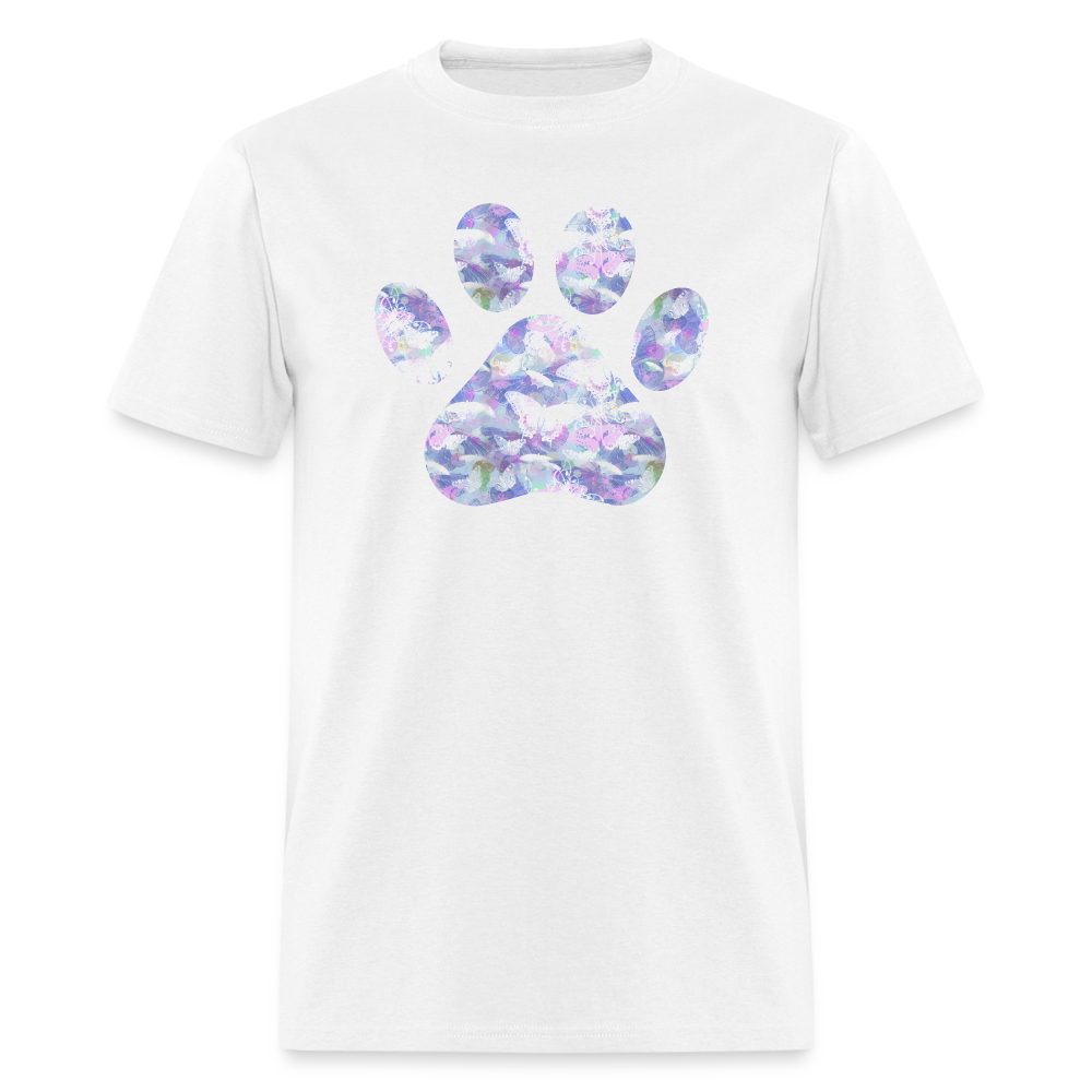 8385 1/4S Cindi's Tie Dye Butterfly Paw PREM TSHIRT - white