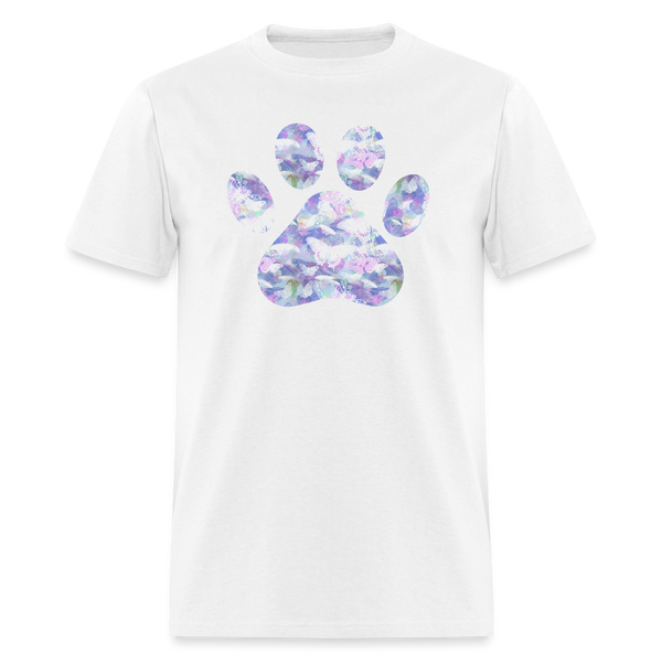 8385 1/4S Cindi's Tie Dye Butterfly Paw PREM TSHIRT - white