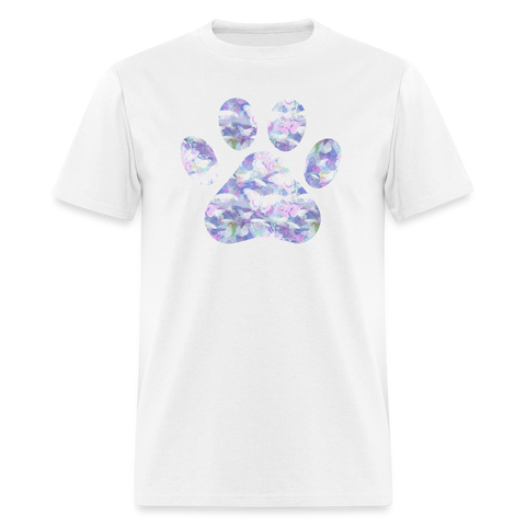 8385 1/4S Cindi's Tie Dye Butterfly Paw PREM TSHIRT - white