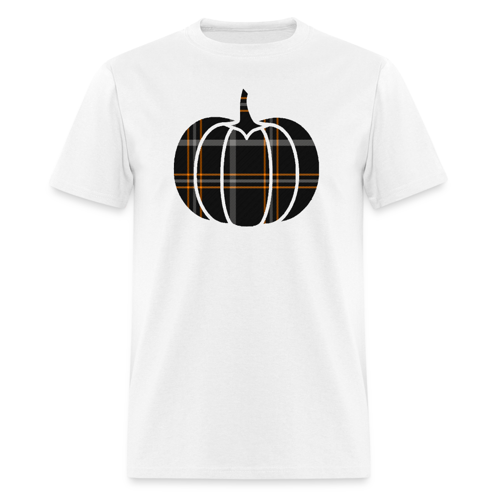 8260 1/4S Halloween Plaid Pumpkin PREM TSHIRT - white