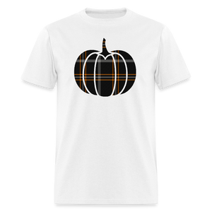 8260 1/4S Halloween Plaid Pumpkin PREM TSHIRT - white