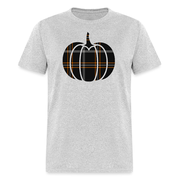 8260 1/4S Halloween Plaid Pumpkin PREM TSHIRT - heather gray