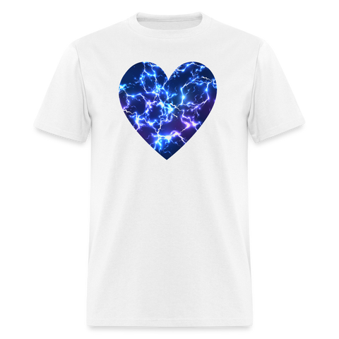 8068 1/4S Blue Lightning Heart PREM TSHIRT - white