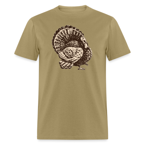 8060 1/4S Thanksgiving Sketch Turkey PREM TSHIRT - khaki