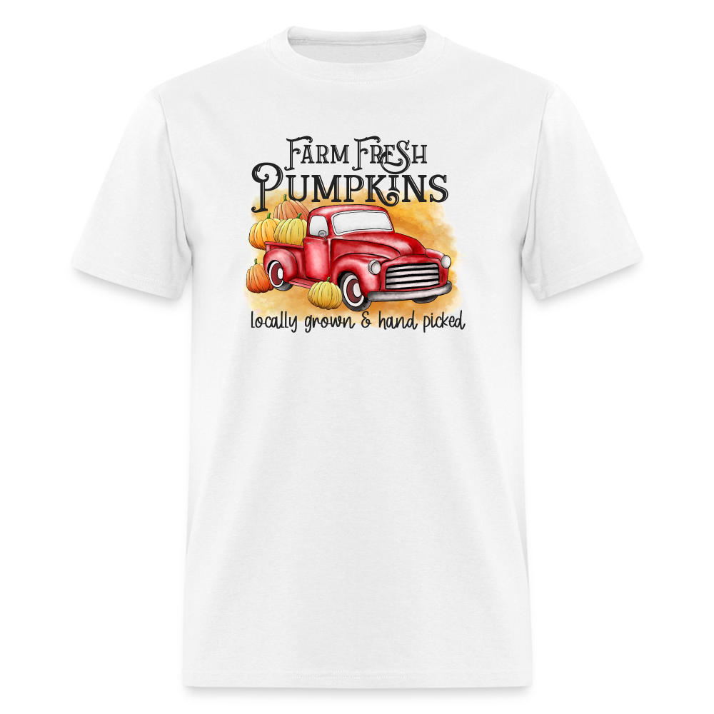 6763 1/4S Farm Fresh Pumpkins PREM TSHIRT - white