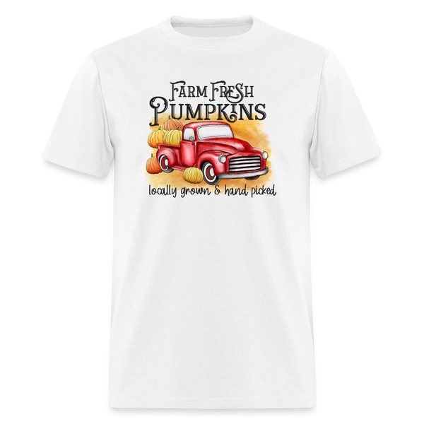 6763 1/4S Farm Fresh Pumpkins PREM TSHIRT - white