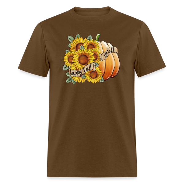 6765 1/4S Happy Fall Sunflower Pumpkin PREM TSHIRT - brown