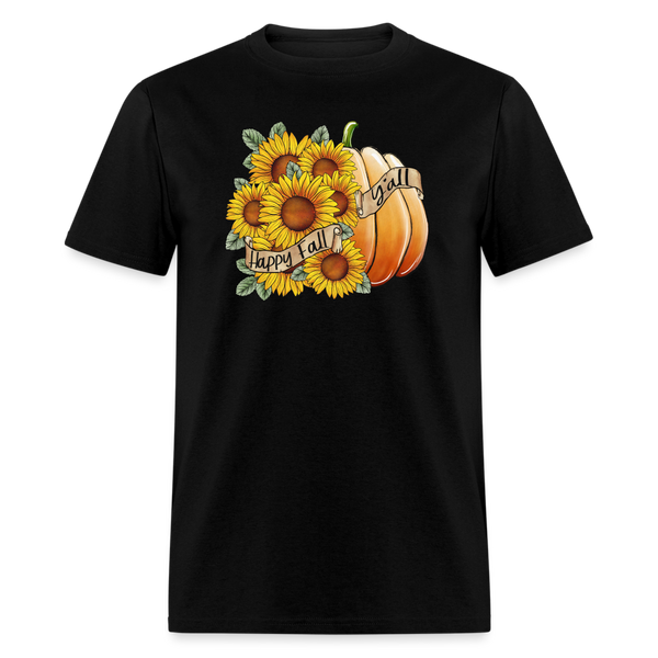 6765 1/4S Happy Fall Sunflower Pumpkin PREM TSHIRT - black