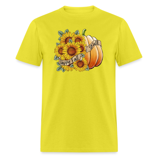 6765 1/4S Happy Fall Sunflower Pumpkin PREM TSHIRT - yellow