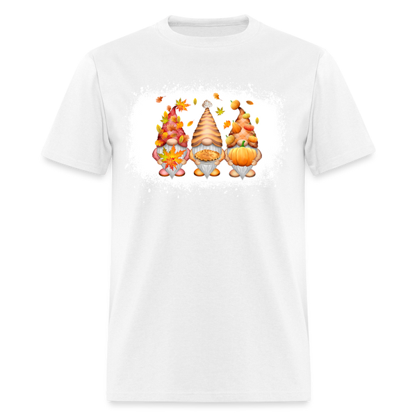 6775 1/4S Thanksgiving Gnomes Bleach Look PREM TSHIRT - white