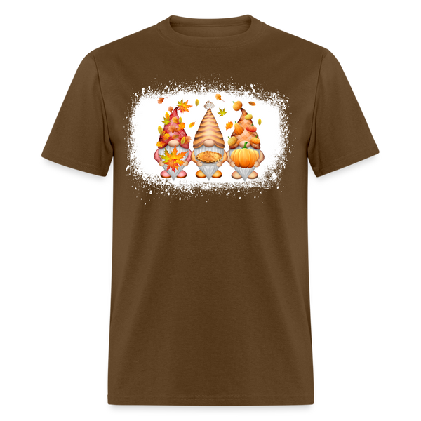 6775 1/4S Thanksgiving Gnomes Bleach Look PREM TSHIRT - brown