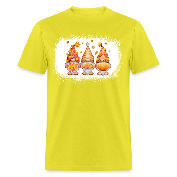 6775 1/4S Thanksgiving Gnomes Bleach Look PREM TSHIRT - yellow