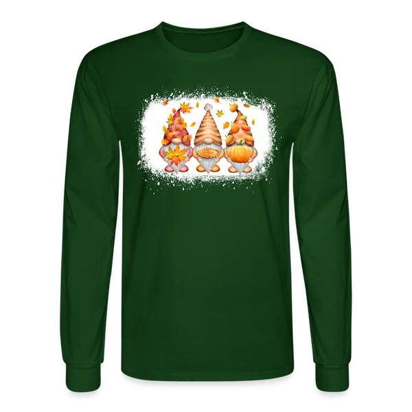 6775 4/4S Thanksgiving Gnomes Bleach Look PREM TSHIRT - forest green