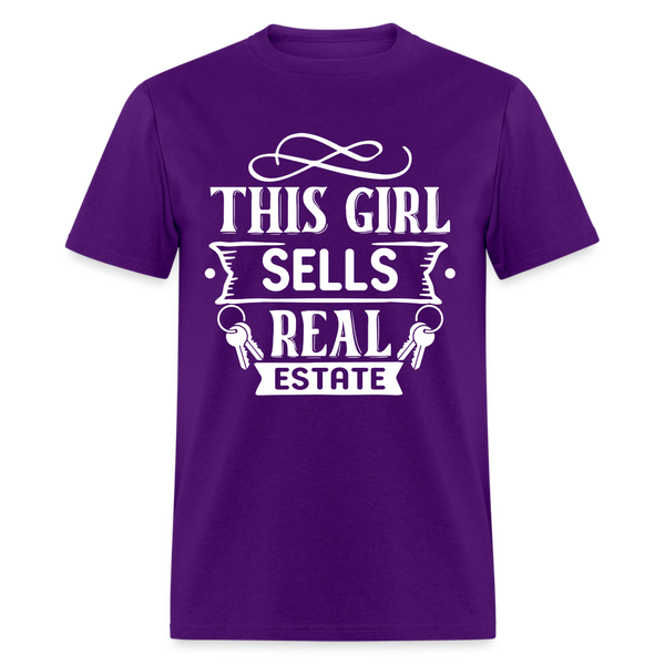 6796 1/4S This Girl Sells Real Estate TSHIRT - purple