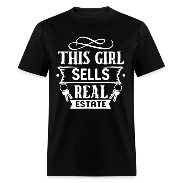 6796 1/4S This Girl Sells Real Estate TSHIRT - black