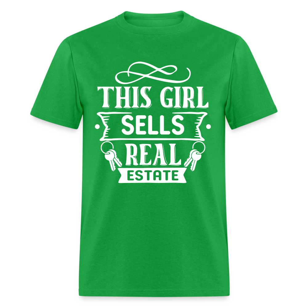 6796 1/4S This Girl Sells Real Estate TSHIRT - bright green