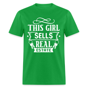 6796 1/4S This Girl Sells Real Estate TSHIRT - bright green