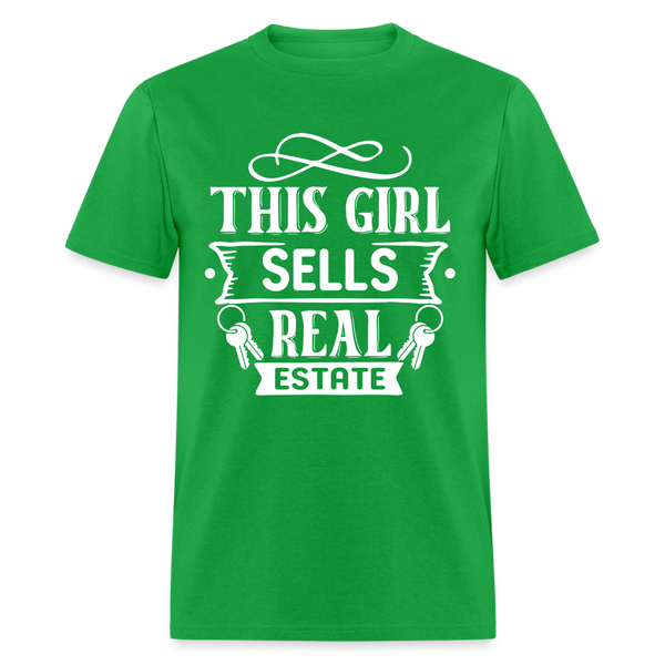 6796 1/4S This Girl Sells Real Estate TSHIRT - bright green