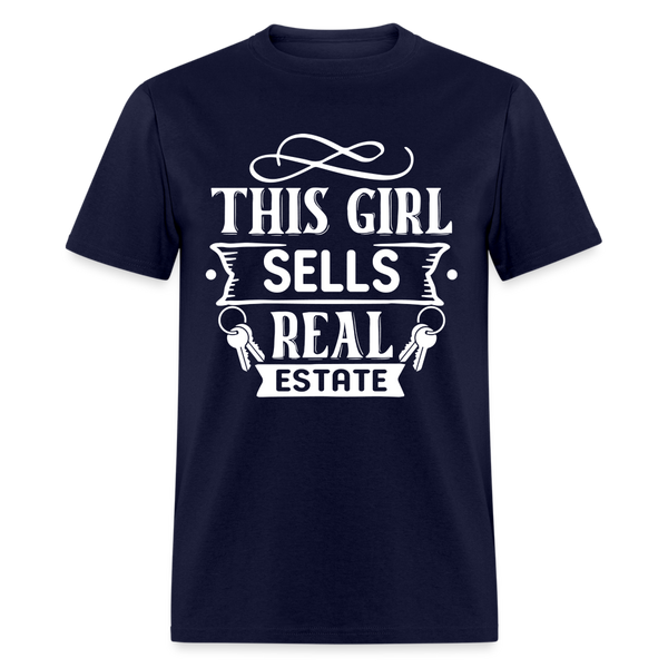 6796 1/4S This Girl Sells Real Estate TSHIRT - navy