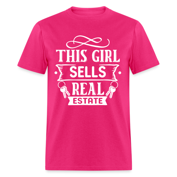 6796 1/4S This Girl Sells Real Estate TSHIRT - fuchsia