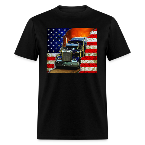 60001 1/4S Semi Truck PREM TSHIRT - black