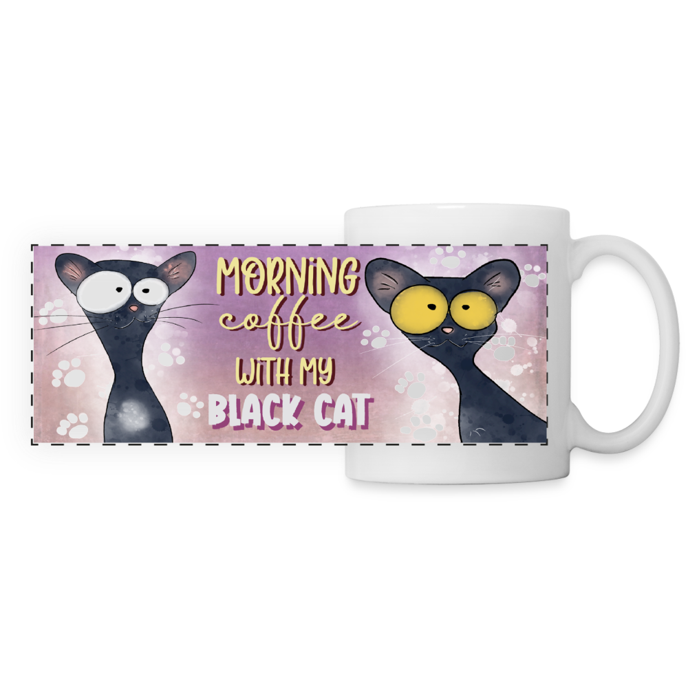 3016 Morning Coffee Black Cat DESIGNER MUGS - white