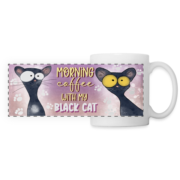 3016 Morning Coffee Black Cat DESIGNER MUGS - white